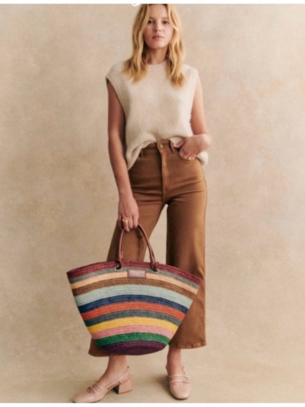 Sézane Le Crop jeans in brown